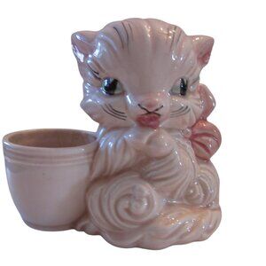 Vintage 50s Pink Kitty Cat Hull Art Pottery Planter USA Made VALENTINE GIFT